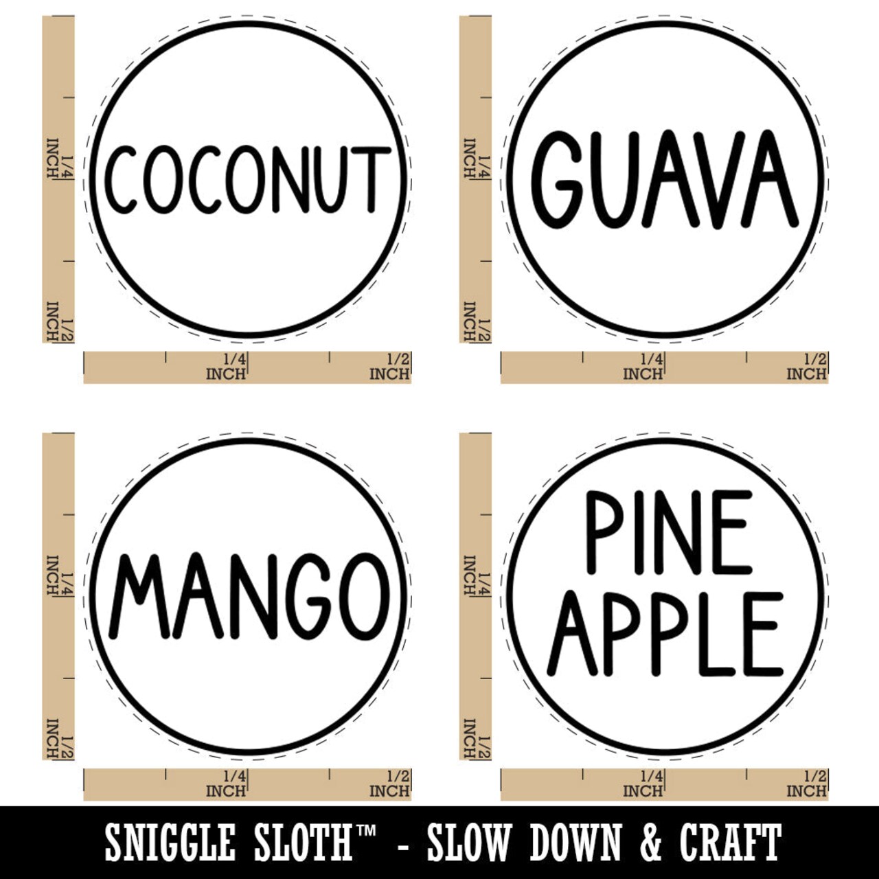 Flavor Scent Labels Guava Pineapple Coconut Mango Rubber Stamp Set for Stamping Crafting Planners